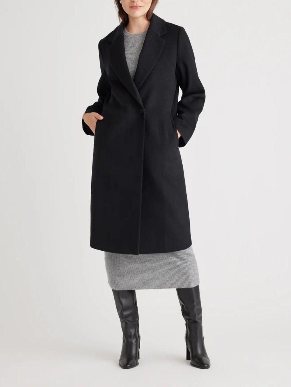 Quince Women Italian Wool Classic Single-Breasted Coat Black Outerwear XS Cos